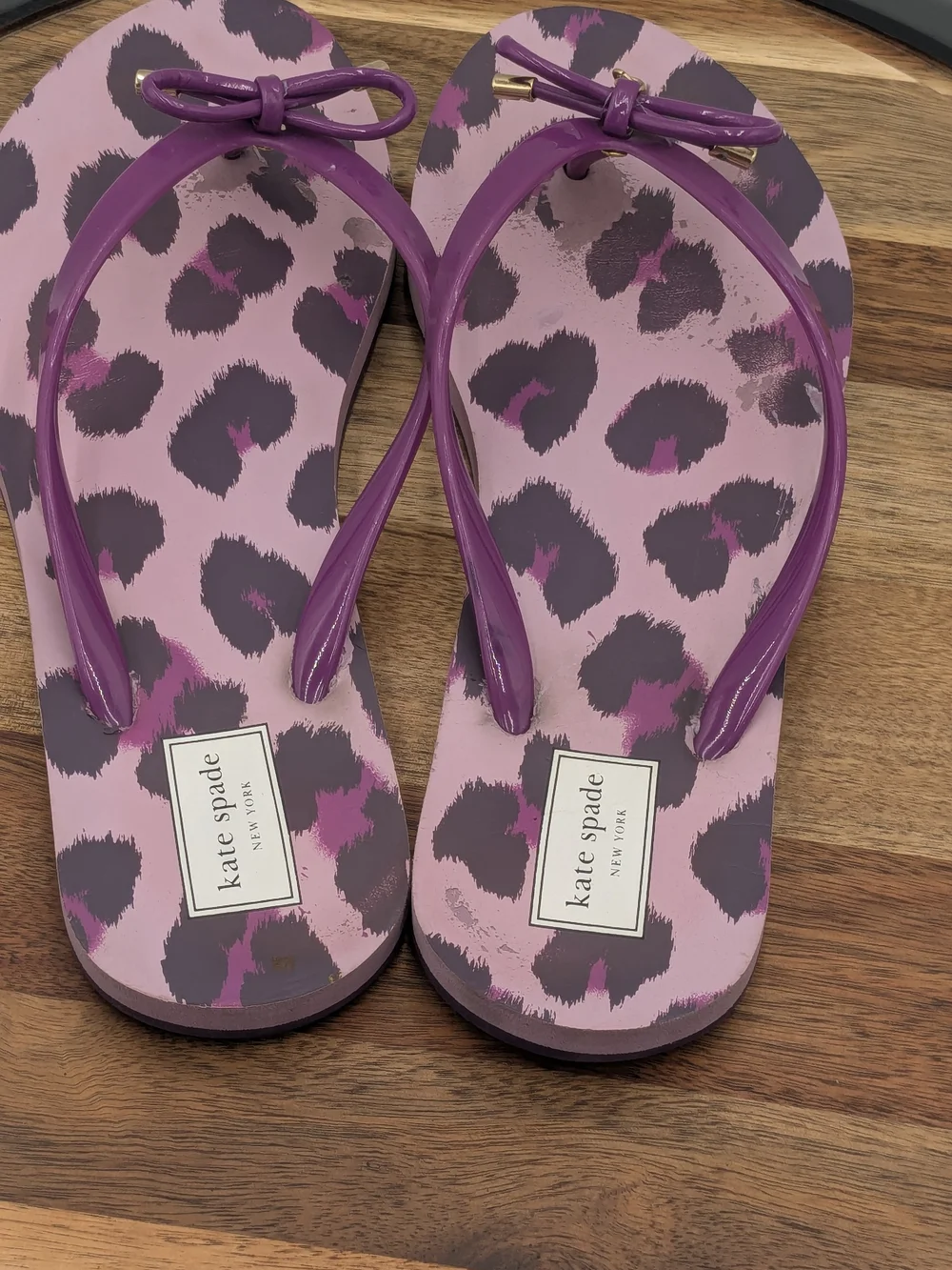 Kate Spade New York Pink Purple Leopard Bow Flip Flop Sandals Women's